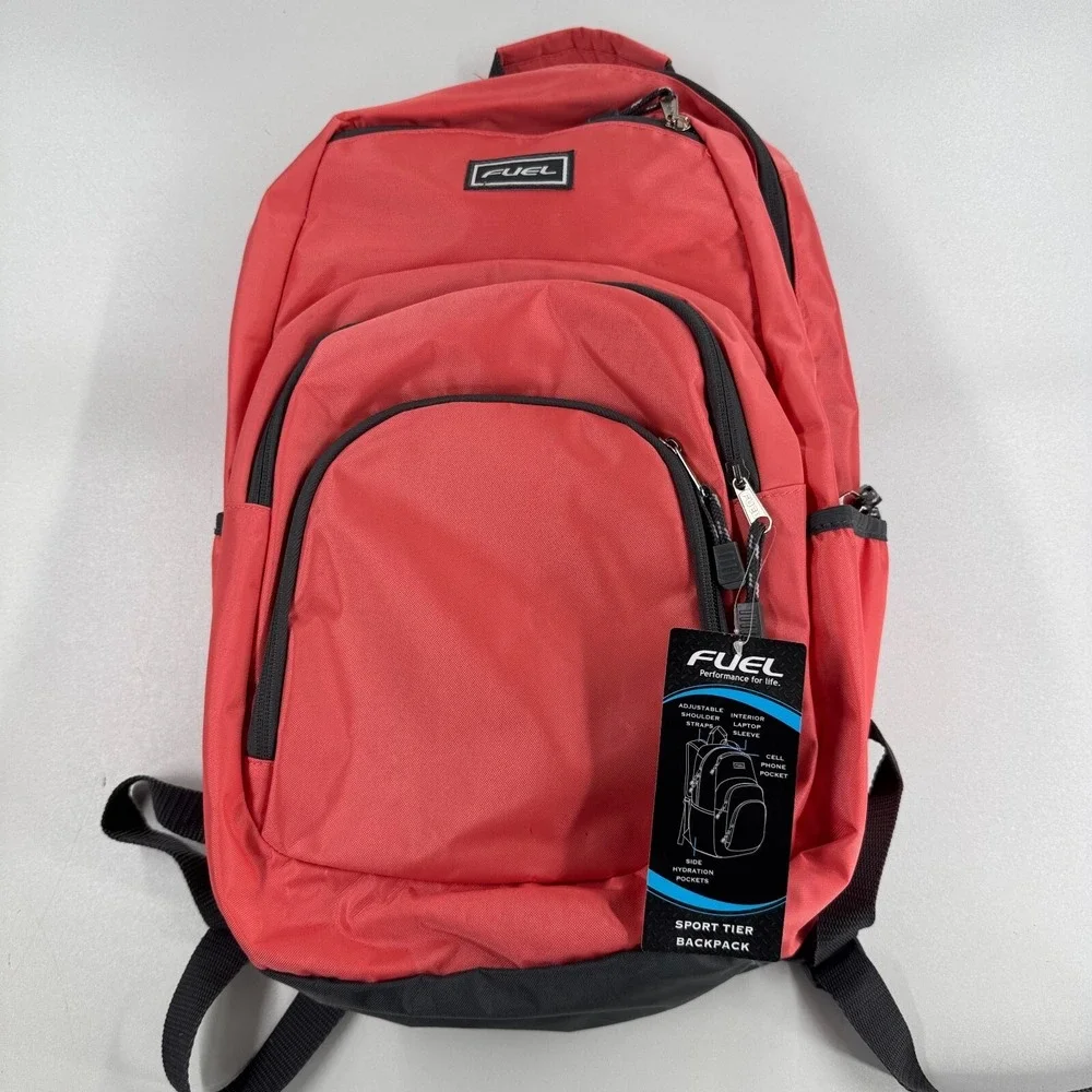 Fuel Sport Tier Coral Multi Pocket Laptop Sleeve Zip School Bag Backpack - NEW